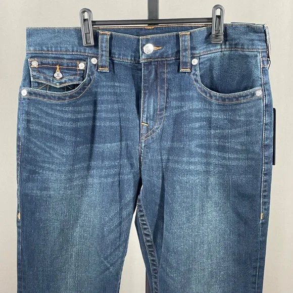 NEW True Religion Jeans Mens 33 blue denim Ricky straight leg designer casual - Picture 2 of 13